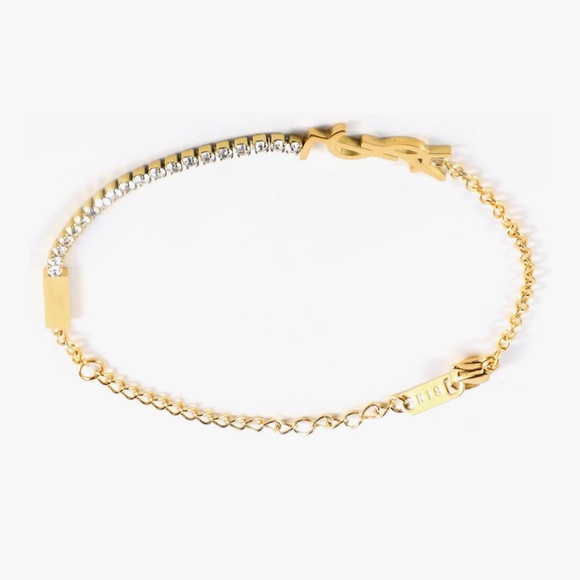 Y S L Initials Gold Bracelet with Crystal Accents - NEW - Picture 2 of 3